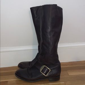 Brown Leather Below the Knee Boots